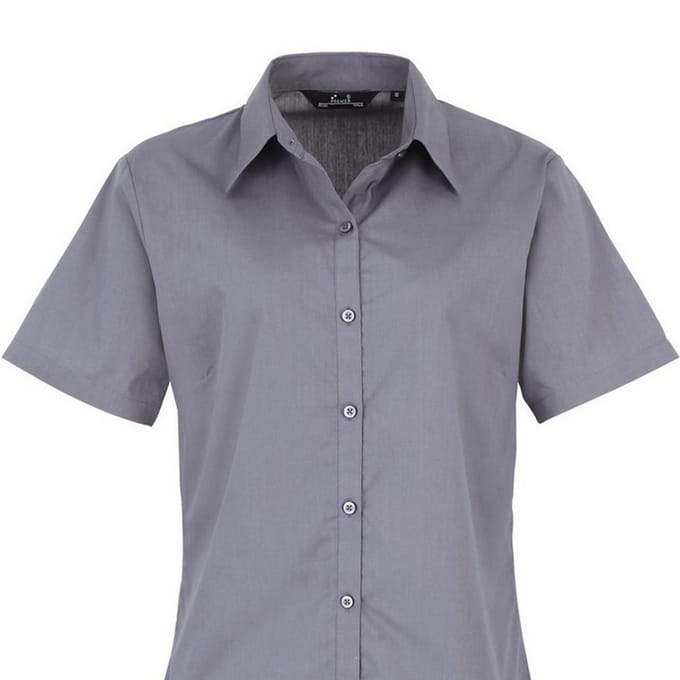 Premier Popeline blouse met korte mouwen / Gewoon werkoverhemd (Staal)