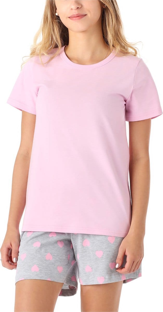 Merry Style Dames Pyjama - Korte mouwen - Korte broek - Katoen - MS-MS10-265-PJ - Roze Hart - 158