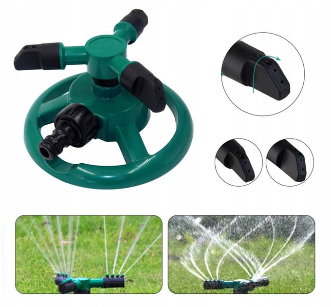 TUINGRASSPRINKLER ROTERENDE DRIE-ARM AUTOMATISCHE