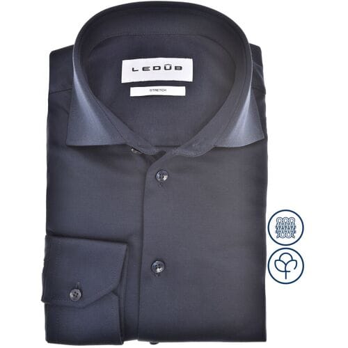 Ledûb Overhemd Uni Color Cotton Jersey Stretch Blauw / male
