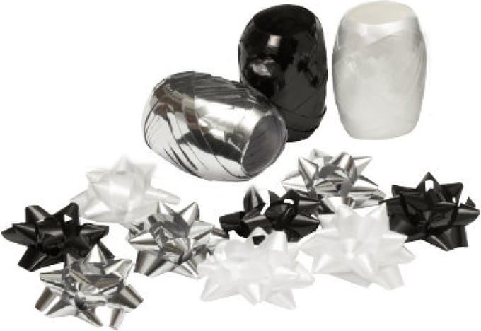 Krullint - Zwart, wit & zilver - 3 Bolletjes & 9 strikjes
