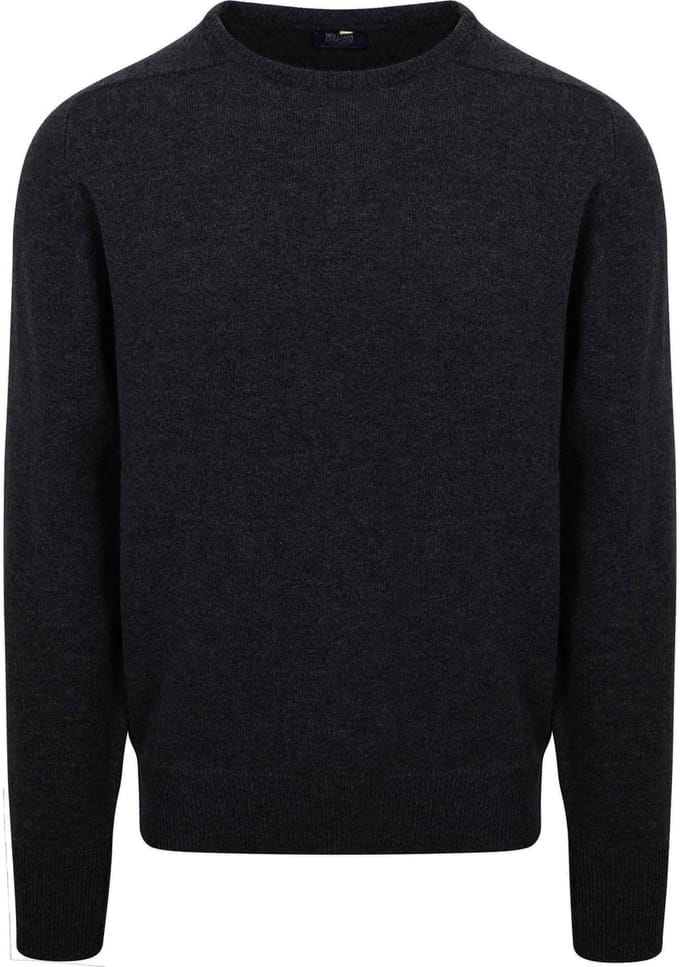 William Lockie Trui Lamswol Charcoal Antraciet - Maat L - Heren - Pullovers