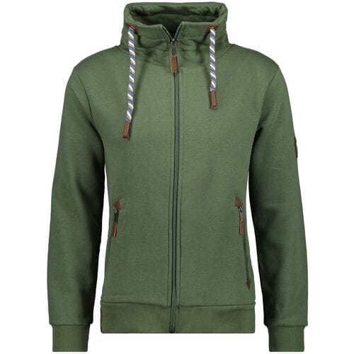 Ragman Vest High Neck Drawstring Sweat Cardigan Zip Donker Groen / male