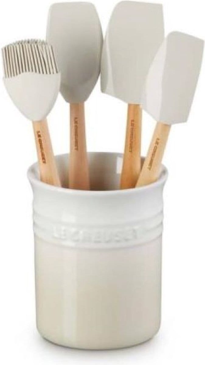 Le Creuset - Spatelset - Met spatelpot - Aardewerk - 5-delig - Meringue