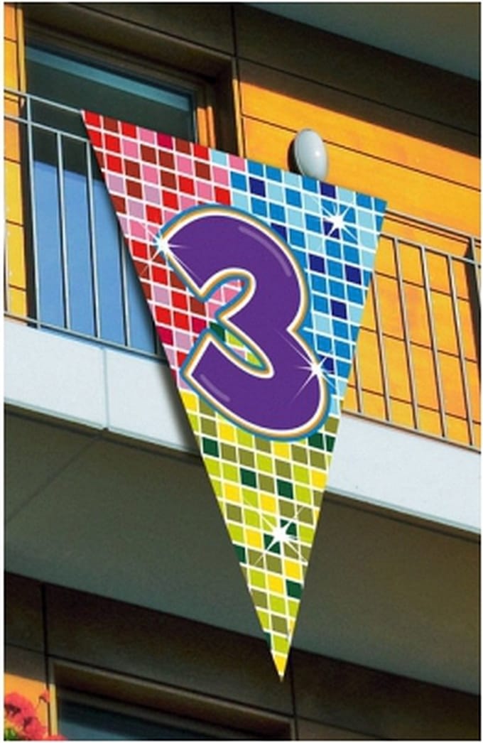 Mega decoratie vlag 3 jaar 90 x 150 cm