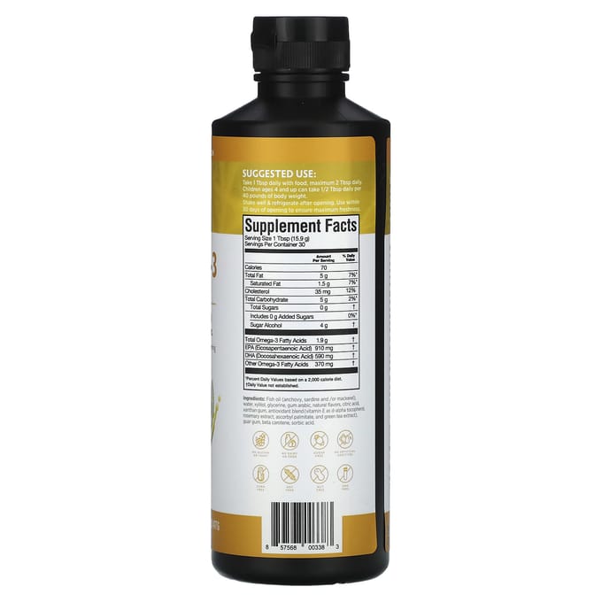 BrainMD, Omega-3 Power Squeeze, Explosion d'agrumes, 15,2 fl oz (477 g)