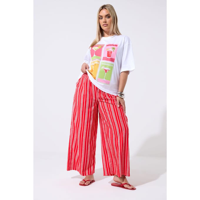 Limited Collection Rode Gestreepte Crinkle Broek Met Wijde Pijpen Size 44