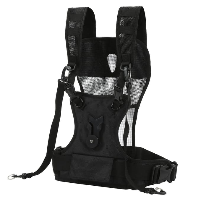 Dubbele Camera Riem Nylon Duurzaam Comfortabel Ademend Verstelbaar Multi Drager Borstharnas black