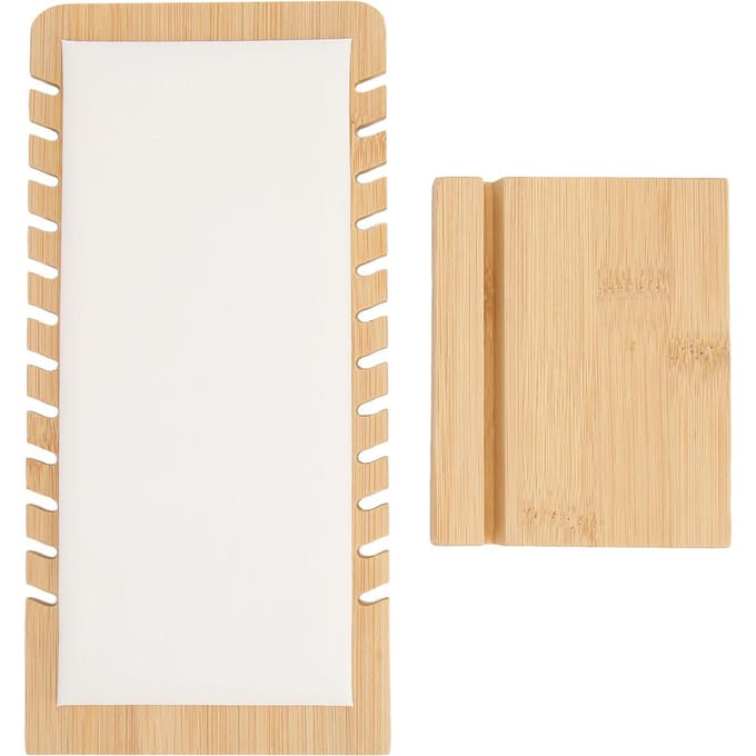 Présentoir à Colliers en Bambou à 12 Fentes Panneau PU Blanc Vertical Autoportant Porte-Bijoux beige