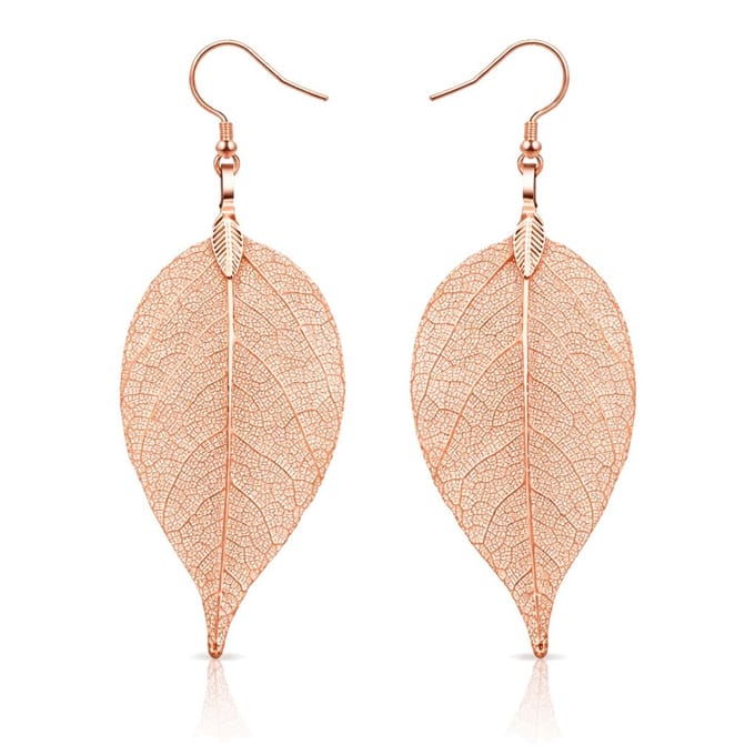 Dames oorhangers Blad oorbellen Leaf Rose