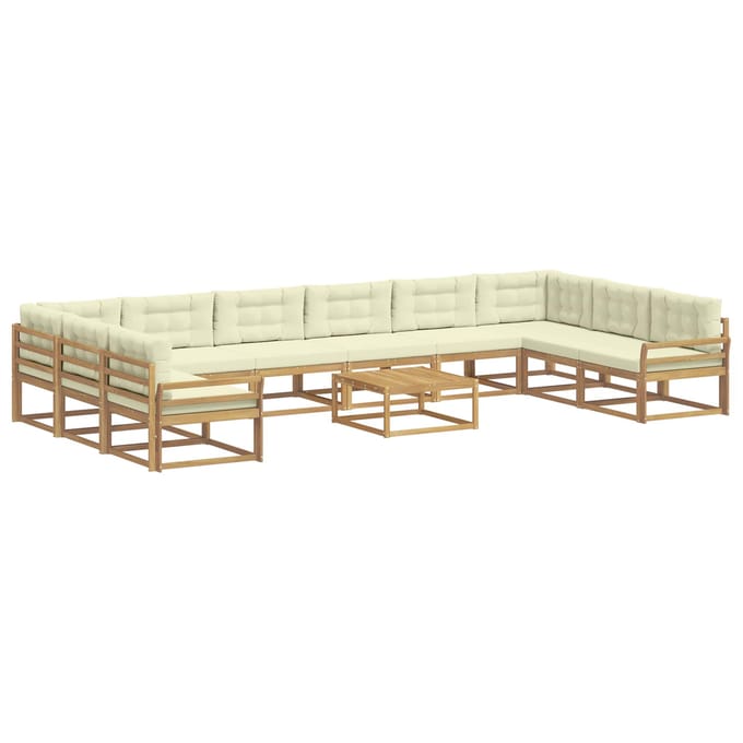 vidaXL - Buiten - bank - set - 11 - st - Wit - en - crèmekleurig