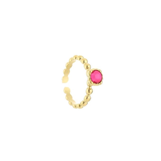 Bijoutheek ring round steen diverse kleuren JE12885 (One Size)