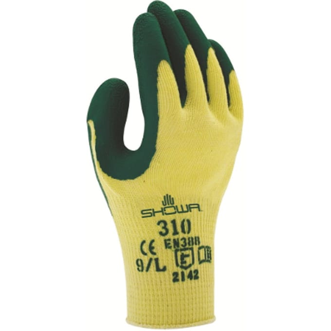 Handschoen Showa 310 grip latex XL groen/geel