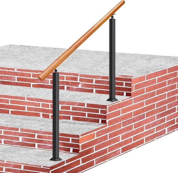 Trapleuning Buiten - Grijprailing Tuin - Veilig Traplopen - Verstelbare Hoek - 95 cm Hoog - Onbehandeld Hout