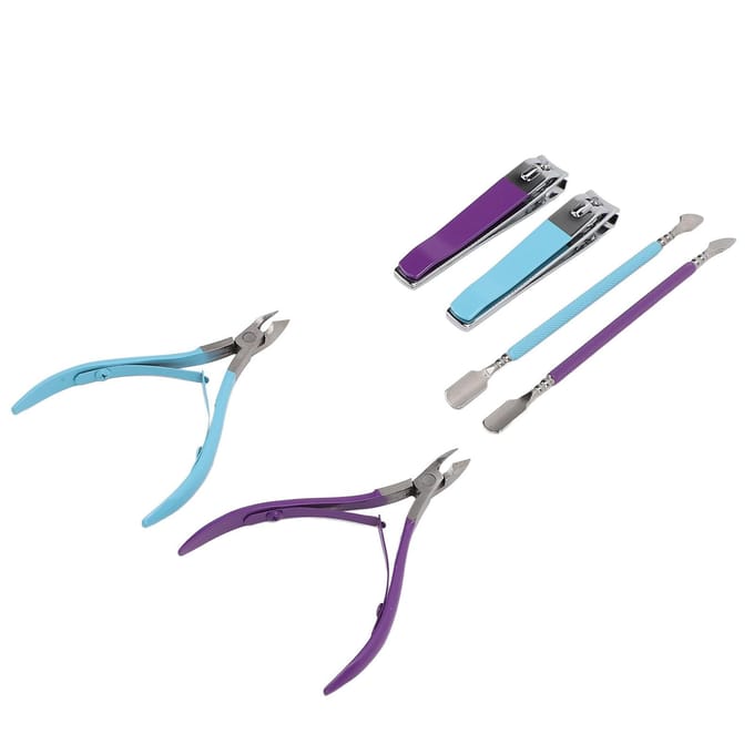 2 Sets 3pcs Coupe-cuticules avec Pousse-cuticules Professionnel Acier Inoxydable Pédicure gray