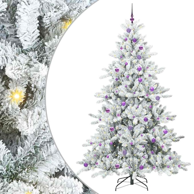 vidaXL - Kunstmatige - Hinged - Kerstboom - Wit - 240 - cm - PVC - en - Staal