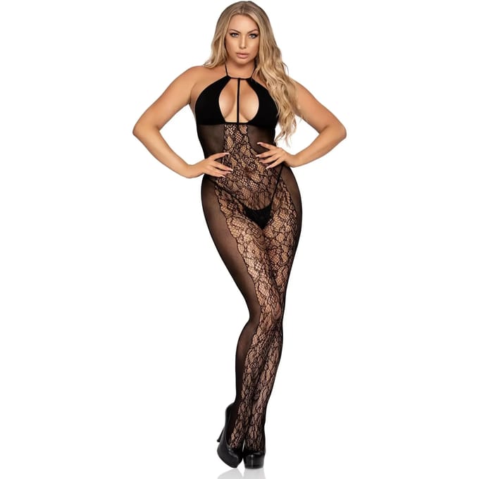 Lace Body with Opaque Back Women Leg Avenue