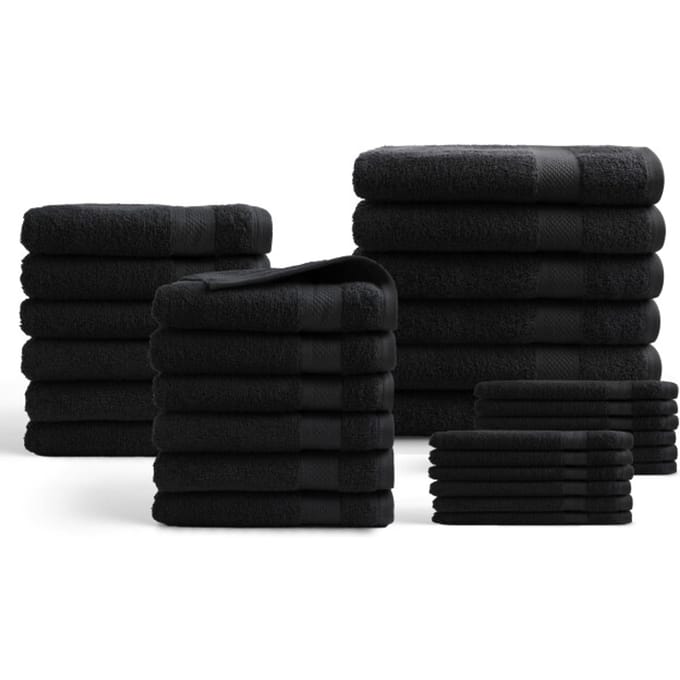 DoubleDry Handdoeken 30-delig set - Hotel kwaliteit 500 g/m2 - Zwart