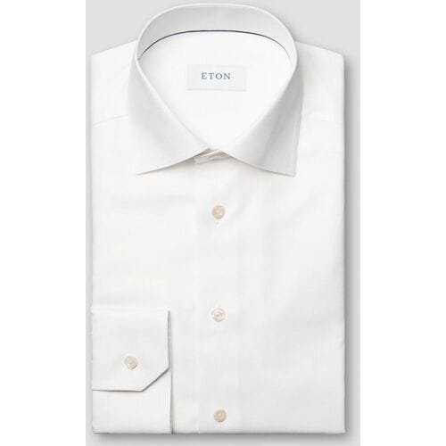 Eton Overhemd Semi-Solid Color Organic Cotton Signature Oxford Wit / male