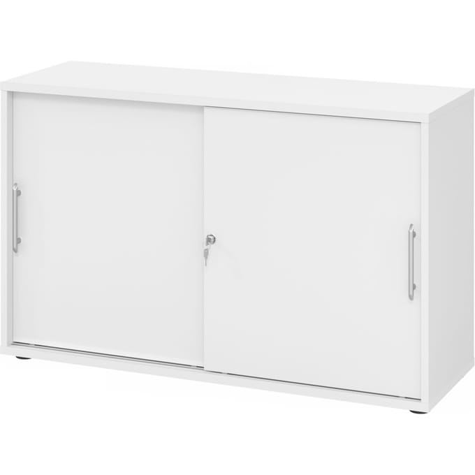 Schuifdeurkast, 2 ordnerhoogten, B 1200 x D 400 x H 748 mm, wit/wit
