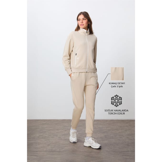 Oversized Sweatshirt en Broek Set met Ritskraag