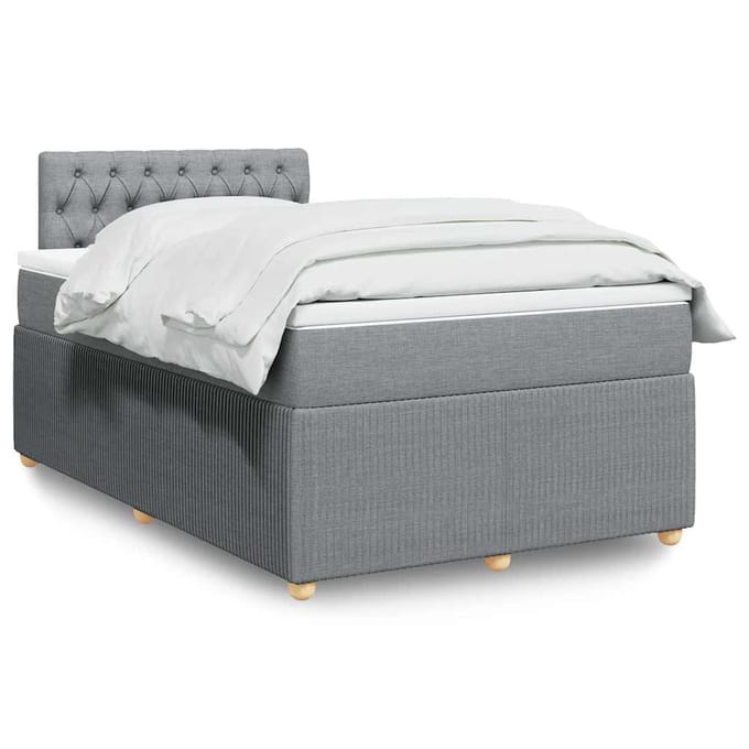 vidaXL - Boxspring - met - matras - stof - lichtgrijs - 120x190 - cm