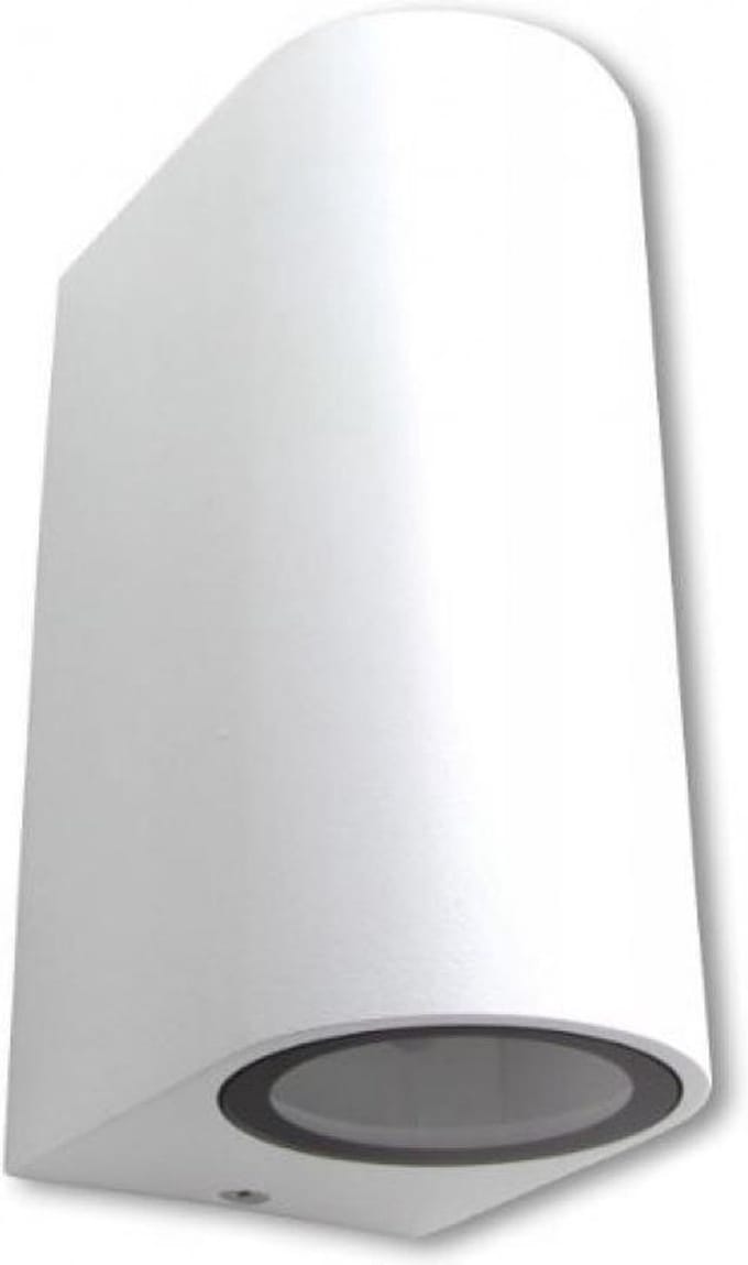 LED Tuinverlichting - Buitenlamp - Up en Down - GU10 Fitting - Rond - Mat Wit - Aluminium