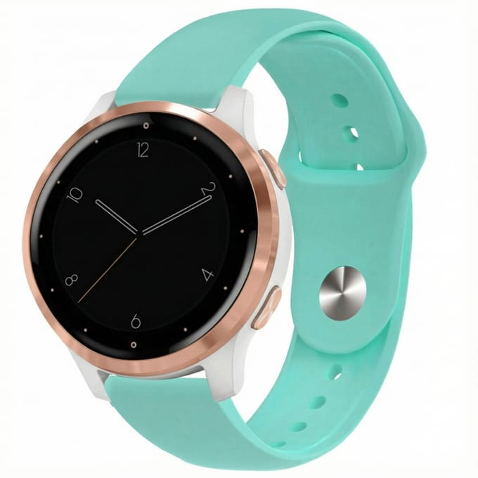 Siliconen Sport bandje - Universeel 18 mm aansluiting - Geschikt voor o.a. Garmin Venu 3S / 2S, Forerunner 265S / 255S, Vivoactive 4S, Huawei Watch GT 4 41 mm, Fossil Gen 6 42 mm - Mintgroen