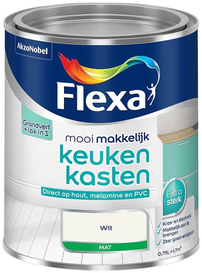 Flexa - Mooi Makkelijk Keukenkasten Mat - Wit - Mengverf - 750 Ml
