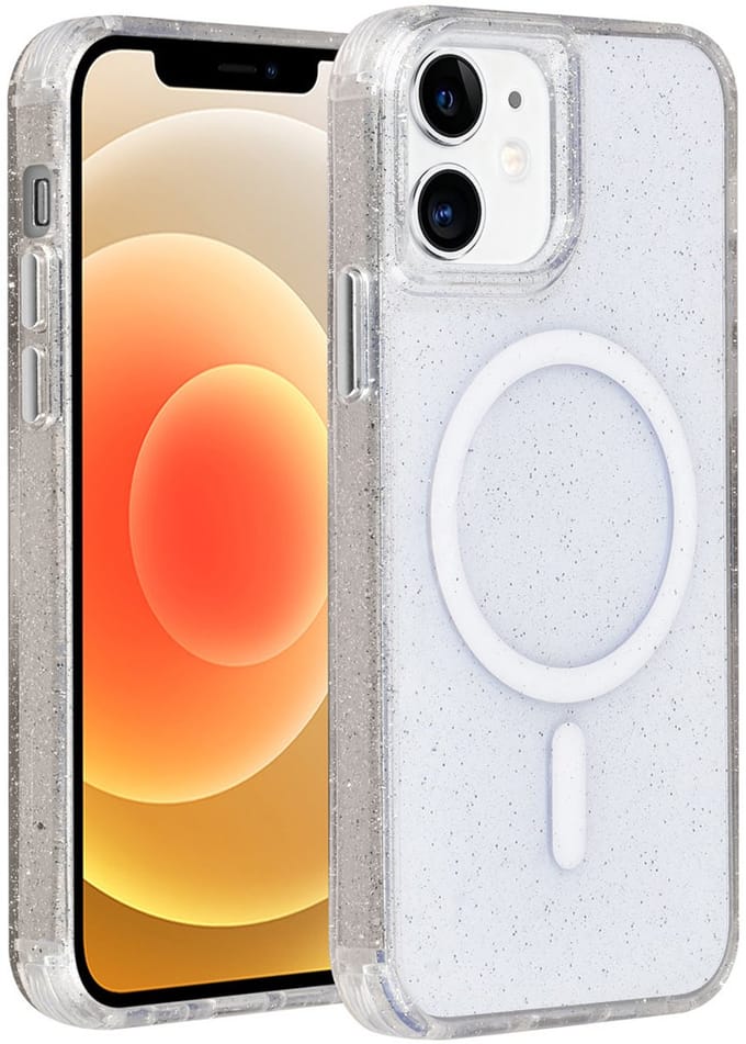 TUNIQ telefoonhoesje voor Apple iPhone 12 - MagSafe met glitter - Transparant