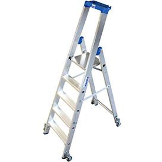 Aluminium trapladder, verrijdbaar, 5 treden