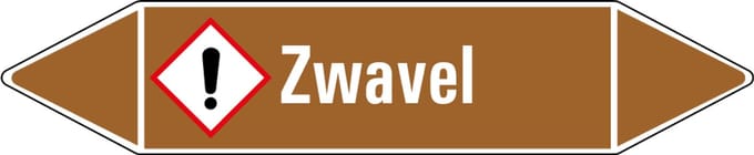 Zwavel leidingmarkering op vel 252 x 52 mm - 3 per vel