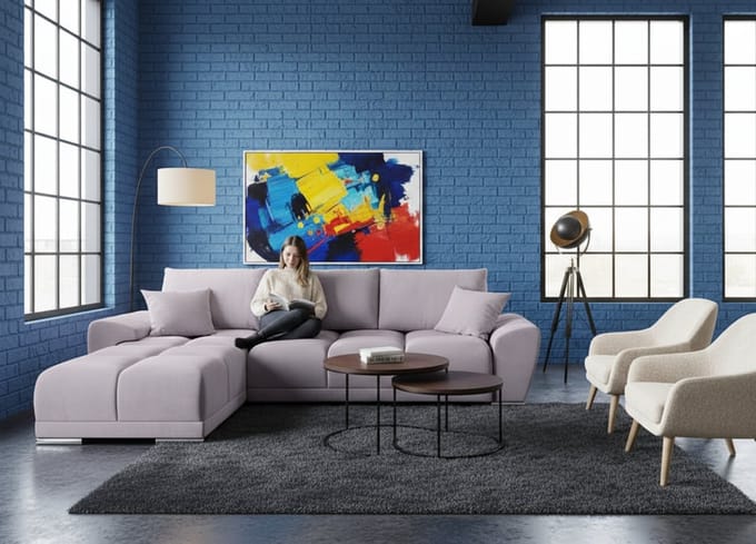 Luxe Uitschuifbare Slaapbank – 289x189 cm – Fluweel – Industrohome