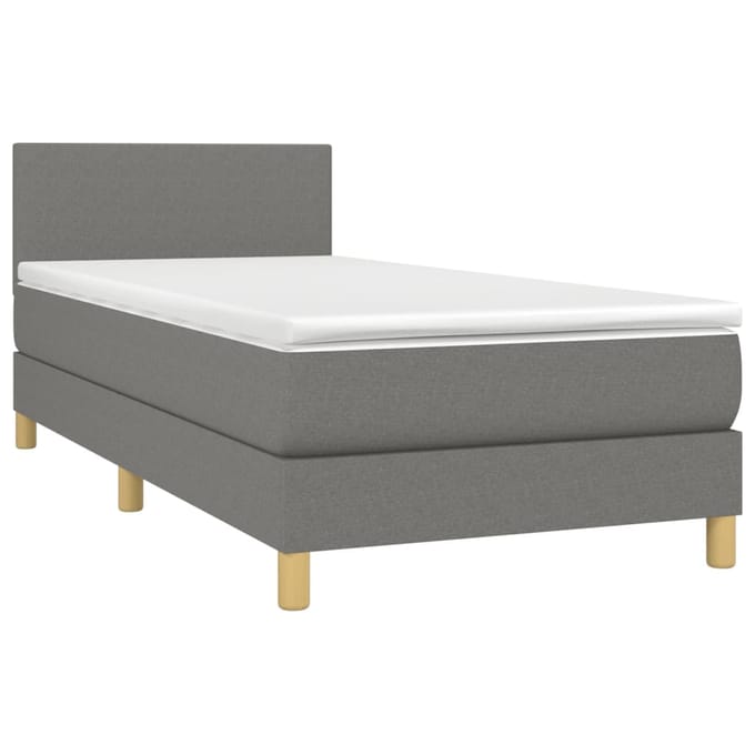 vidaXL - Boxspring - met - matras - en - LED - stof - donkergrijs - 80x200 - cm