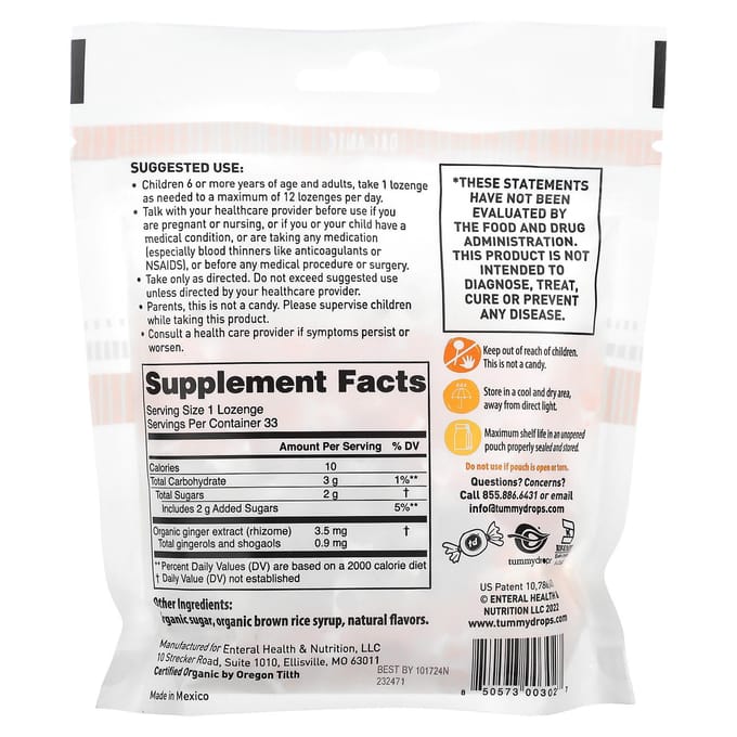 Biologische Natuurlijke Gember Snoep Tabletten 33 Tabletten