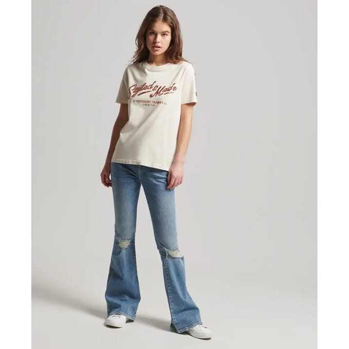 Superdry Vintage Script Style Ww T-shirt Met Korte Mouwen Wit XS Vrouw