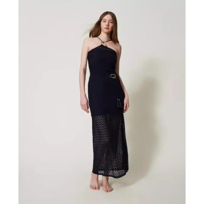 Twinset GONNA LUNGA A TUBINO/ Gehaakte midi-rok Blue S