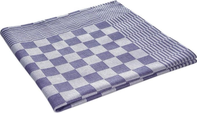 Theedoeken, 12 stuks, katoen, 70x70cm, blauwe en witte blok