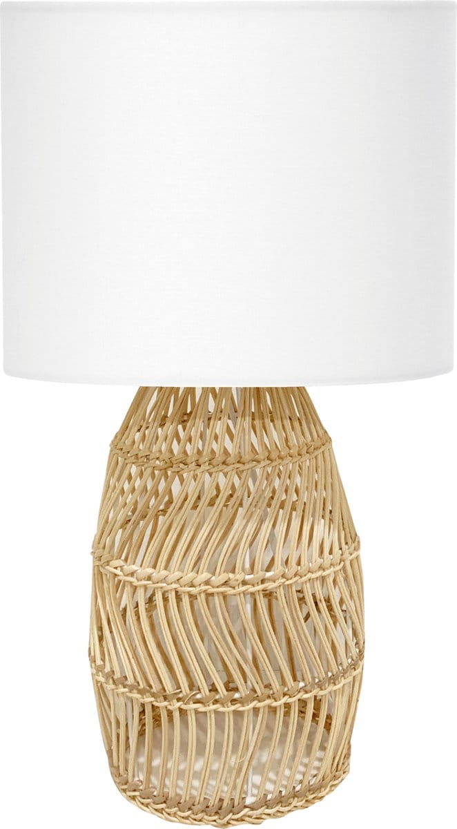 Platinet PTL1058 Tafel lamp - E27 maximaal 25W - Rotan voet - 1,5m kabel - Wit