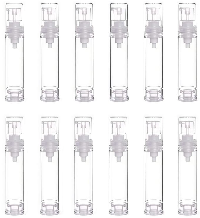 Dailygoods- Pompfles 10ml - 12 Stuks - Leeg/Navulbaar - Kunststof - Transparant - Ergonomisch Ontwerp - Reispompflessen