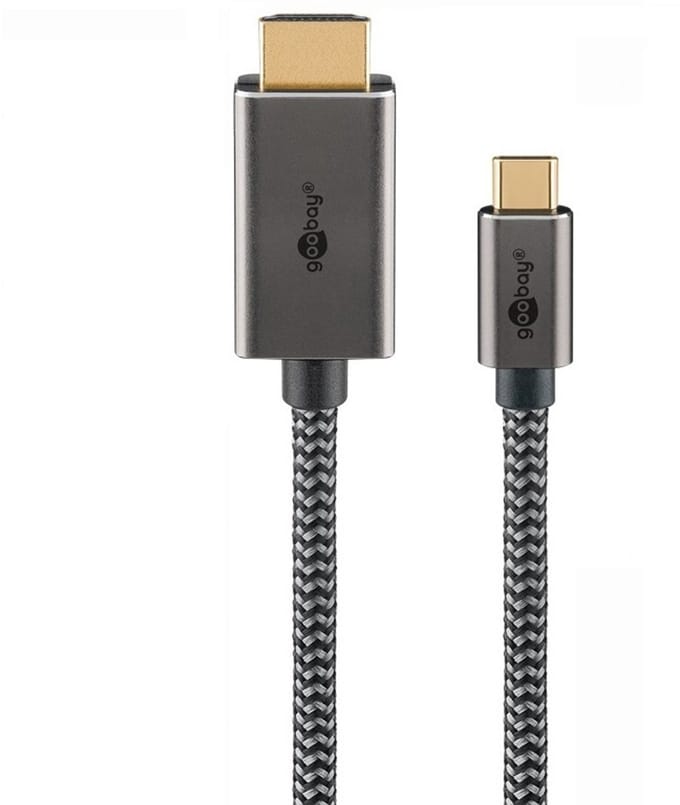 USB-C naar HDMI kabel - 4K 60Hz - Pro - 2 meter - Zwart/Zilver