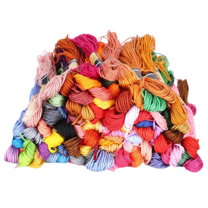 100 stuks borduurgaren, kruissteekgaren, meerkleurige polyesterkatoenen strengen van 8 meter black
