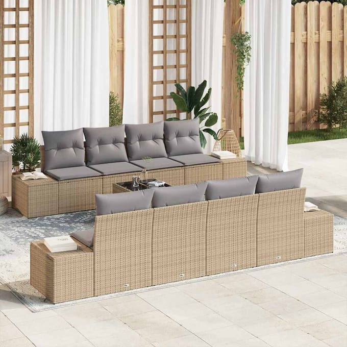 vidaXL Tuin Sofa Set 7 st Beige en Licht Grijs poly rattan