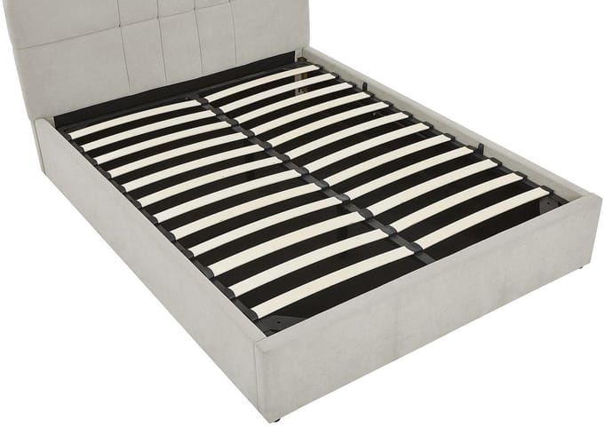 Vente-unique Bed met opbergruimte stof lichtgrijs 140 x 190 cm