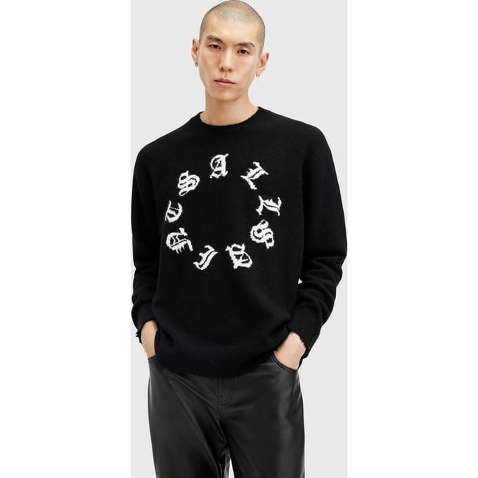 AllSaints Scripture Crew Black Taglia: XXL | Maglioni a maglia Outlet | Uomo | Nero