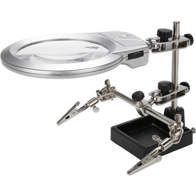 Loupe d'acier pour bijoux anciens 5X Loupe avec lumière LED et clip