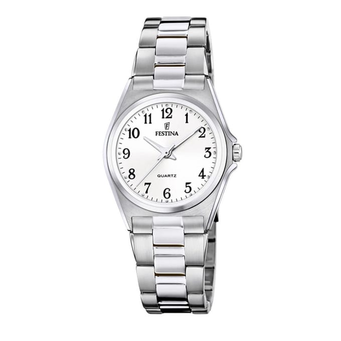Festina F20553/1 Classics Dames Horloge Witte Wijzerplaat Staal