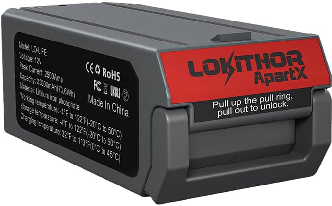 Lokithor LiFePO4 Batterij - 12V 2500A - Voor ApartX Jumpstarter & Compressor