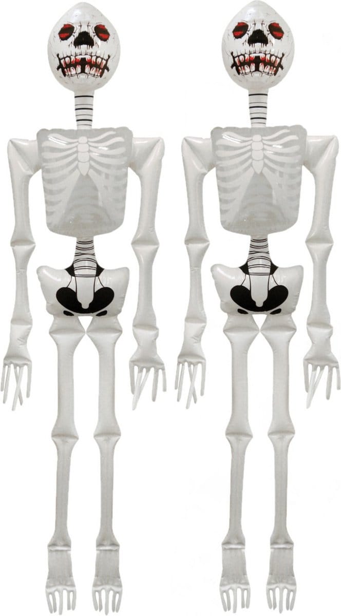 Opblaasbaar skelet - 2x - Halloween - zwart/wit - 183 cm