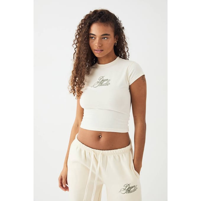 Dames DSGN Studio Korte Mouw Fitted Top | Cream | Maat: 3XL